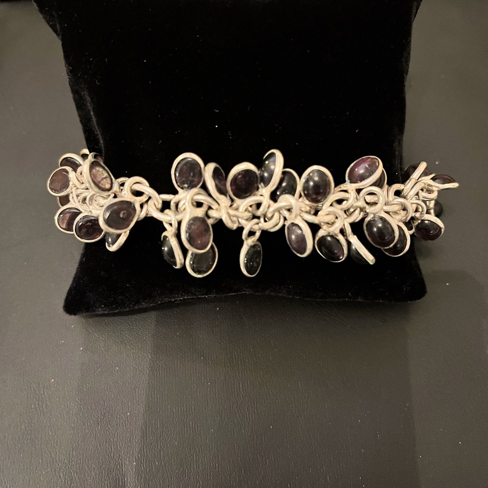 SS Amethyst dangle bracelet